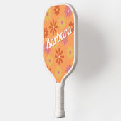 Raquette De Pickleball Nom personnalisé Retro Flower Power (Gauche)