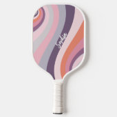 Raquette De Pickleball Nom personnalisé Retro Rainbow Swirl (Verso)
