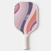 Raquette De Pickleball Nom personnalisé Retro Rainbow Swirl (Recto)