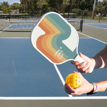 Nom personnalisé Retro Wavy Pickleball Paddle