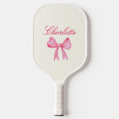Raquette De Pickleball Nom personnalisé Ruban Coquette Rose (Verso)