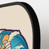 Raquette De Pickleball Nom personnalisé Surfing Pineapple (Détail gauche)