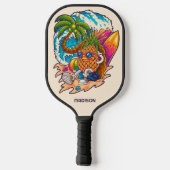 Raquette De Pickleball Nom personnalisé Surfing Pineapple (Verso)