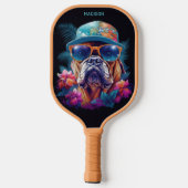Raquette De Pickleball Nom personnalisé Tropical Vacances Chien (Verso)