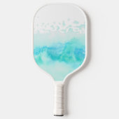 Raquette De Pickleball Nom personnalisé Vagues sur la plage (Verso)