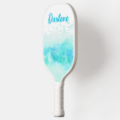 Raquette De Pickleball Nom personnalisé Vagues sur la plage (Gauche)