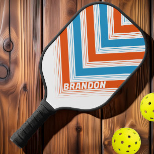 Raquette De Pickleball Nom Rétro Nostalgique Chevron Dégradé Estival