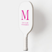 Raquette De Pickleball Nom rose chaud et monogramme (Gauche)