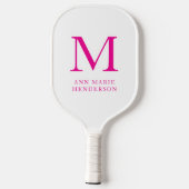 Raquette De Pickleball Nom rose chaud et monogramme (Verso)