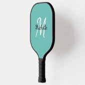 Raquette De Pickleball Nom simple bleu du monogramme + initial (Gauche)