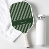 Raquette De Pickleball Nom simple de base mignon et vert rayé moderne