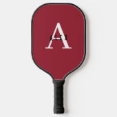 Raquette De Pickleball Nom simple du monogramme rouge + initial (Recto)