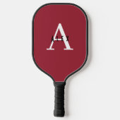 Raquette De Pickleball Nom simple du monogramme rouge + initial (Verso)