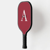 Raquette De Pickleball Nom simple du monogramme rouge + initial (Gauche)