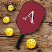 Raquette De Pickleball Nom simple du monogramme rouge + initial