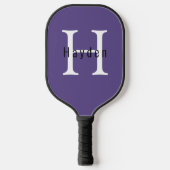 Raquette De Pickleball Nom simple et mou du monogramme violet + initial (Recto)