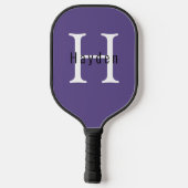 Raquette De Pickleball Nom simple et mou du monogramme violet + initial (Verso)