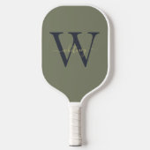 Raquette De Pickleball Nom simple et vert du monogramme (Recto)