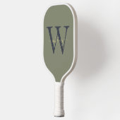 Raquette De Pickleball Nom simple et vert du monogramme (Gauche)