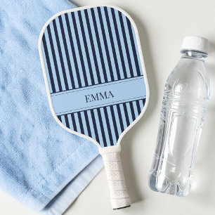 Raquette De Pickleball Nom simple mignon et moderne rayé bleu marine
