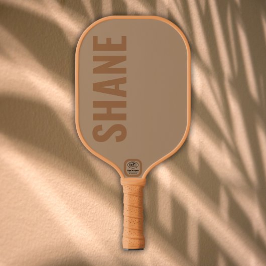 Raquette De Pickleball Nom simple monogrammé classique TAN |