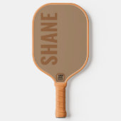 Raquette De Pickleball Nom simple monogrammé classique TAN | (Recto)
