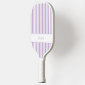 Raquette De Pickleball Nom simple prépa cool rayé violet moderne (Gauche)