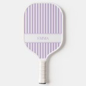 Raquette De Pickleball Nom simple prépa cool rayé violet moderne (Verso)