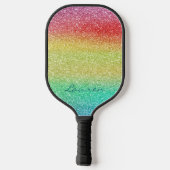 Raquette De Pickleball Nom Turquoise de la Parties scintillant arc-en-cie (Verso)