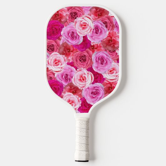 Raquette De Pickleball Nombreuses nuances de fleurs florales roses (Verso)