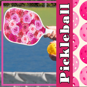 Raquette De Pickleball Nombreuses nuances de fleurs florales roses