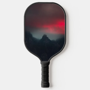 Raquette De Pickleball Nuages brûlants, brouillard et montagnes
