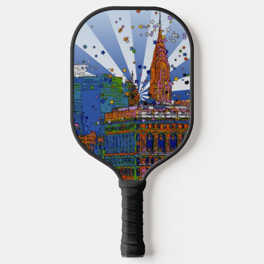 Raquette De Pickleball NYC psychédélique : Chrysler, Flatiron #1 (Recto)