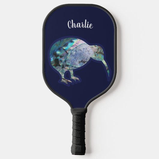 RAQUETTE DE PICKLEBALL NZ SHINY PAUA KIWI BIRD NEW ZEALAND CUSTOM NOMMÉ (Verso)