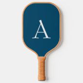 Raquette De Pickleball Océan Bleu Plaine Élégant Monogramme moderne Initi (Recto)