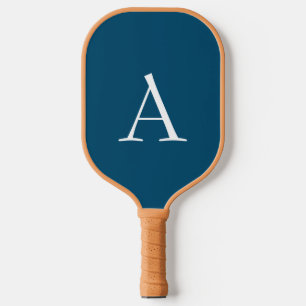 Raquette De Pickleball Océan Bleu Plaine Élégant Monogramme moderne Initi