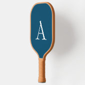 Raquette De Pickleball Océan Bleu Plaine Élégant Monogramme moderne Initi (Gauche)