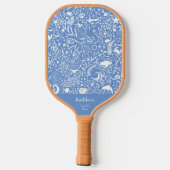Raquette De Pickleball Ocean Blue Motif + Monogramme Ajouter Votre Nom (Verso)