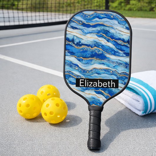 Raquette De Pickleball Ocean Jeweled Agate Personalized