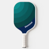 Raquette De Pickleball Océan Marée Cercle Rayure avec Nom (Verso)