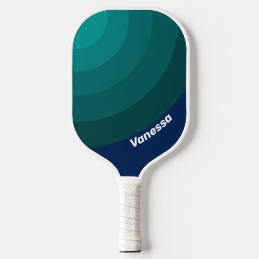 Raquette De Pickleball Océan Marée Cercle Rayure avec Nom (Recto)