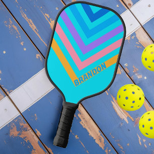 Raquette De Pickleball Océan Néon des Années 80 Nostalgique Vintage Chevr