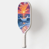 Raquette De Pickleball Ocean Sunset Beach Waves Aquarelle (Gauche)