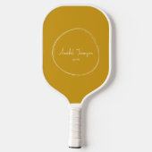 Raquette De Pickleball Ocre d'or moderne du milieu du siècle | Nom du scr (Verso)