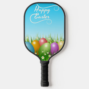 RAQUETTE DE PICKLEBALL OEUFS DE PÂQUES COLORÉS "HAPPY EASTER"