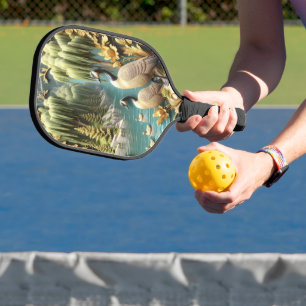 Raquette De Pickleball Oies du Canada au milieu des saules qui pleuvent