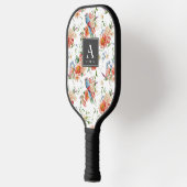 Raquette De Pickleball Oiseau bleu et motif floral rose (Gauche)
