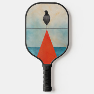 Raquette De Pickleball Oiseau noir sur le triangle rouge au milieu de l'e