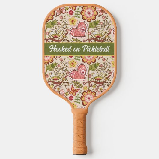 Raquette De Pickleball Oiseaux de Whimsical, Fleurs, Coeurs Paddle Pro (Recto)