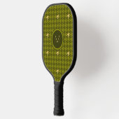 Raquette De Pickleball Olive avec Houndstooth or Accent (Gauche)